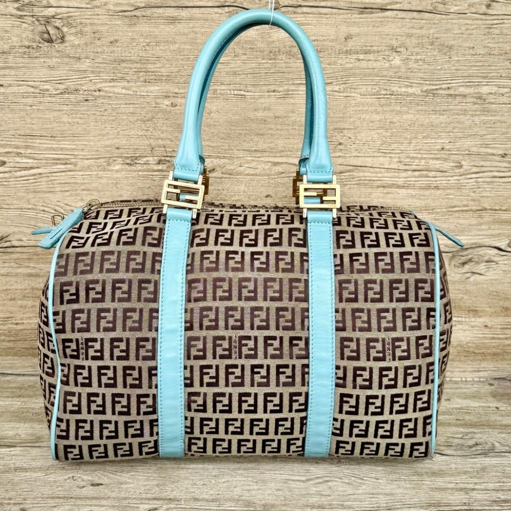 Fendi Zucchino Canvas Boston Bag